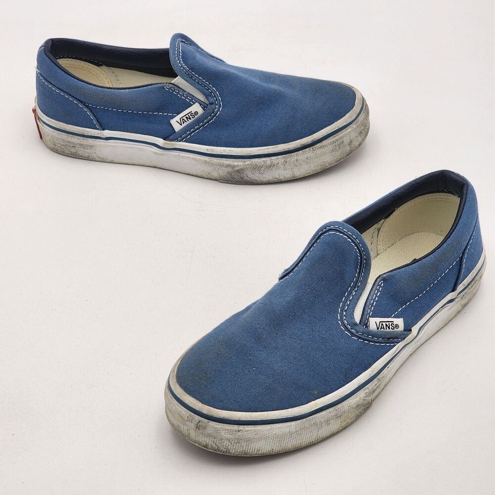 Vans Kids Classic Slip On Shoe Sneakers Blue White Unisex Little Kid's Size 1.5